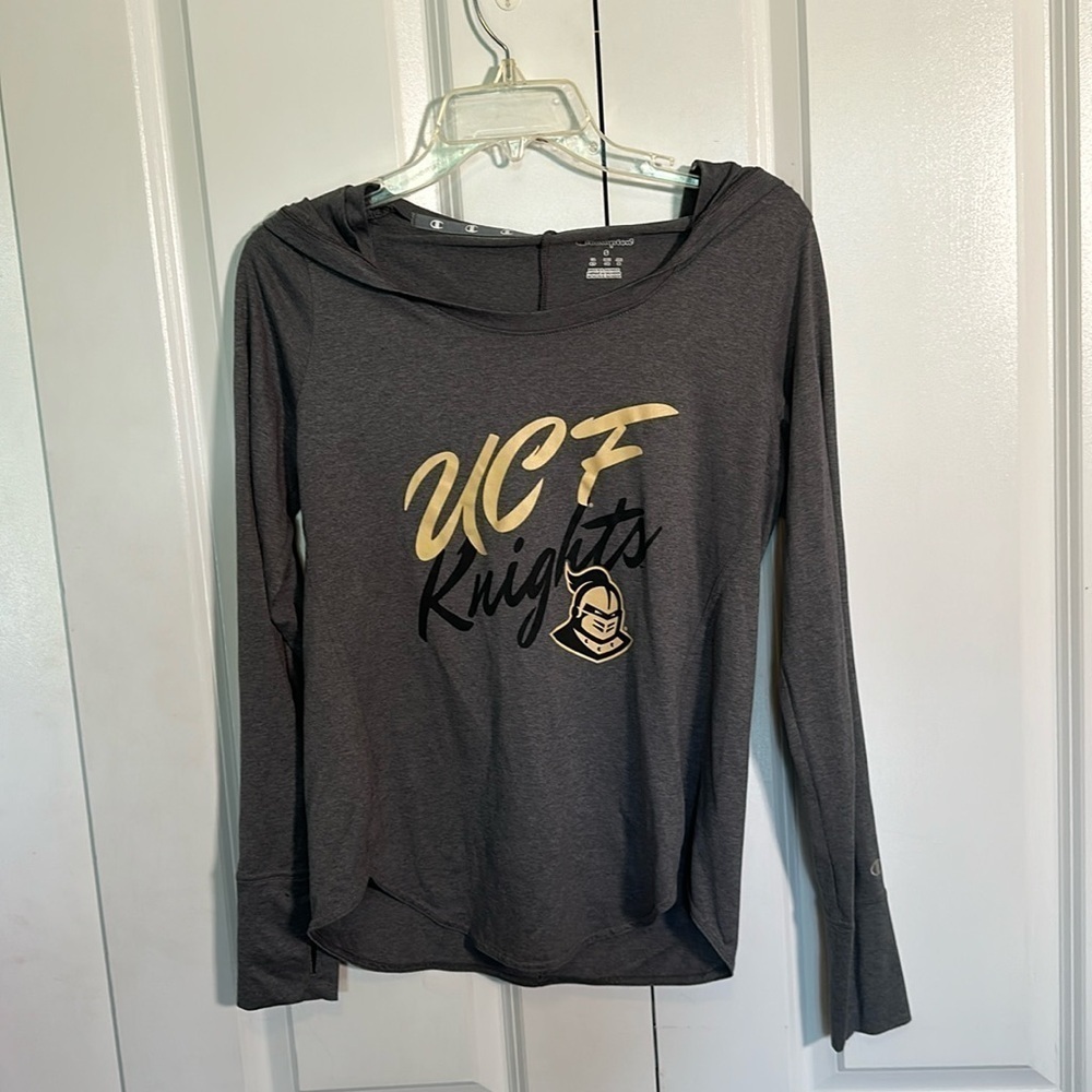 UCF Knights Champion dark grey scoop neck hooded pullover, size small